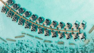 aerial view of water villas at Nova Maldives
