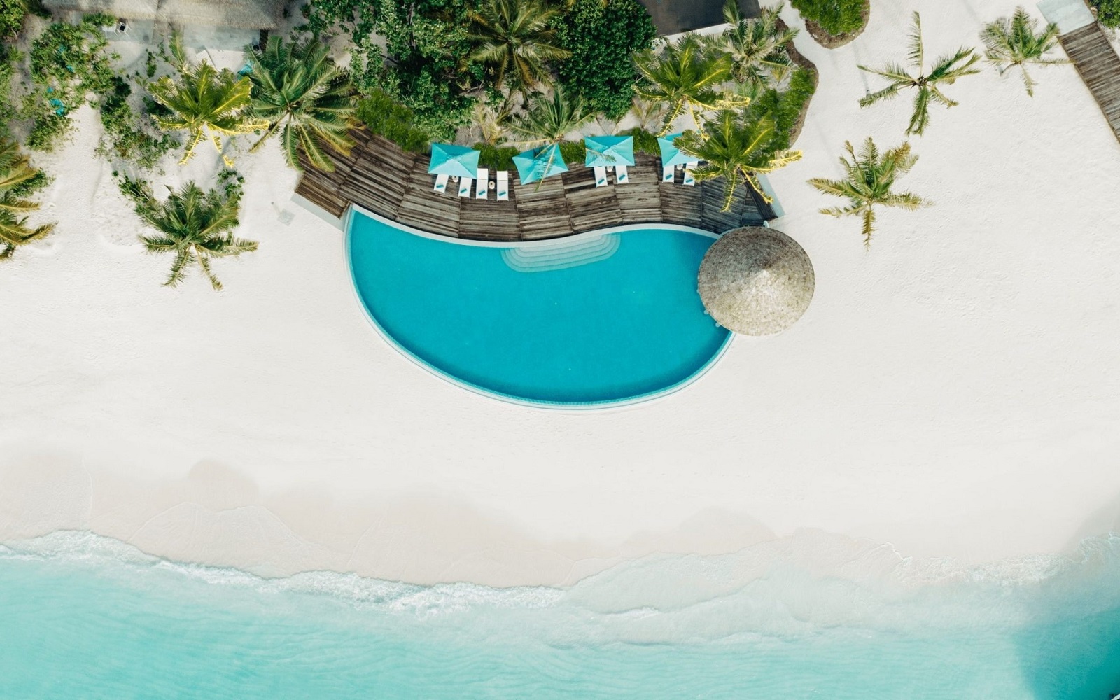 aerial view of hotel, beach and pool at Nova Maldives