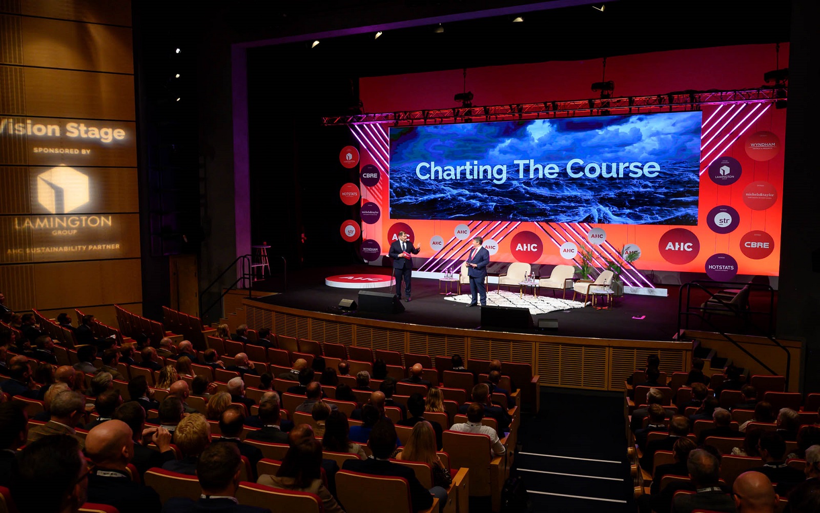 Charting the Course logo and stage at the Annual Hotel conference 2022