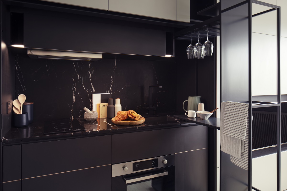 contemporary black kitchen in Dandi Wembley