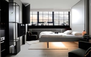floating bed in flexible bedroom design at Dandi Wembley
