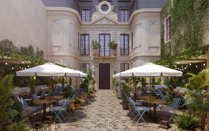 entrance and courtyard to edyn hotel Locke Paris