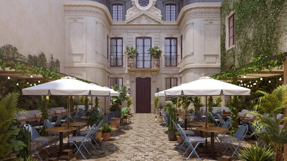 entrance and courtyard to edyn hotel Locke Paris