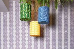 Eva Sonaike lampshades, fabric and wallpaper