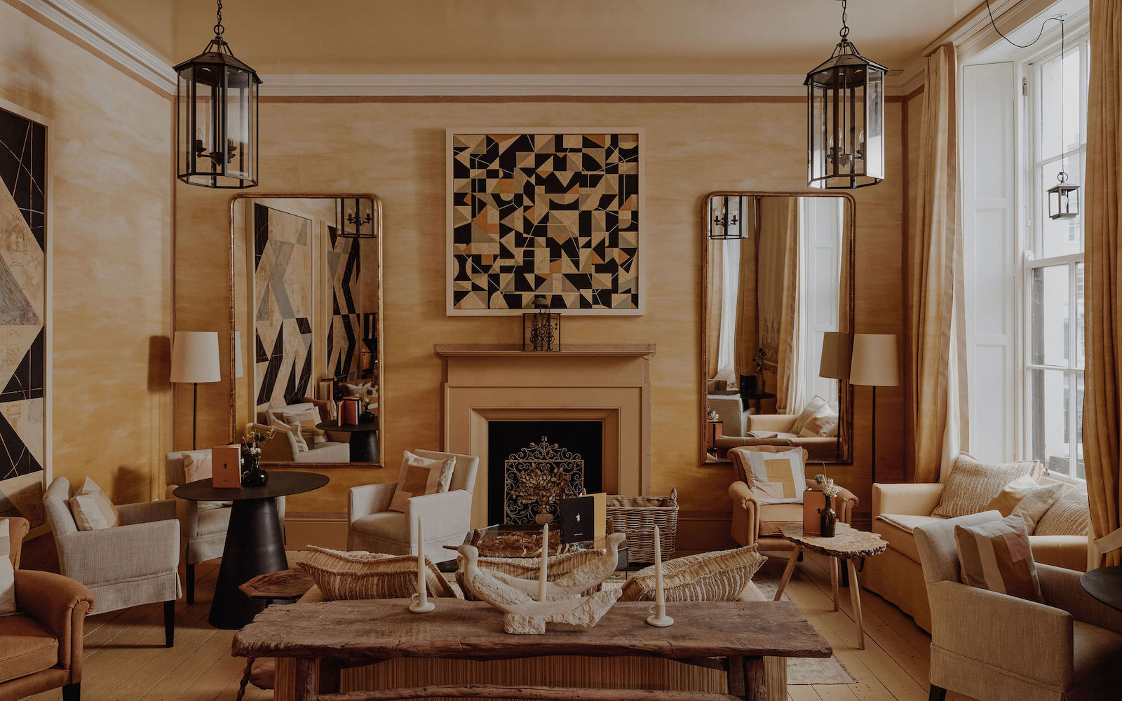 Marmalade Lounge - a quaint English lounge with beige interior design scheme