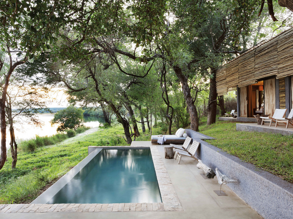 Private pool at the Private Villa at Matetsi Victoria Falls on the bank of the River Zambezi