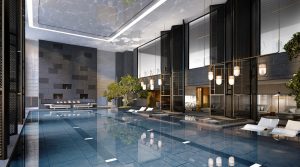 Piscina cubierta y spa en Four Seasons Hotel Suzhou