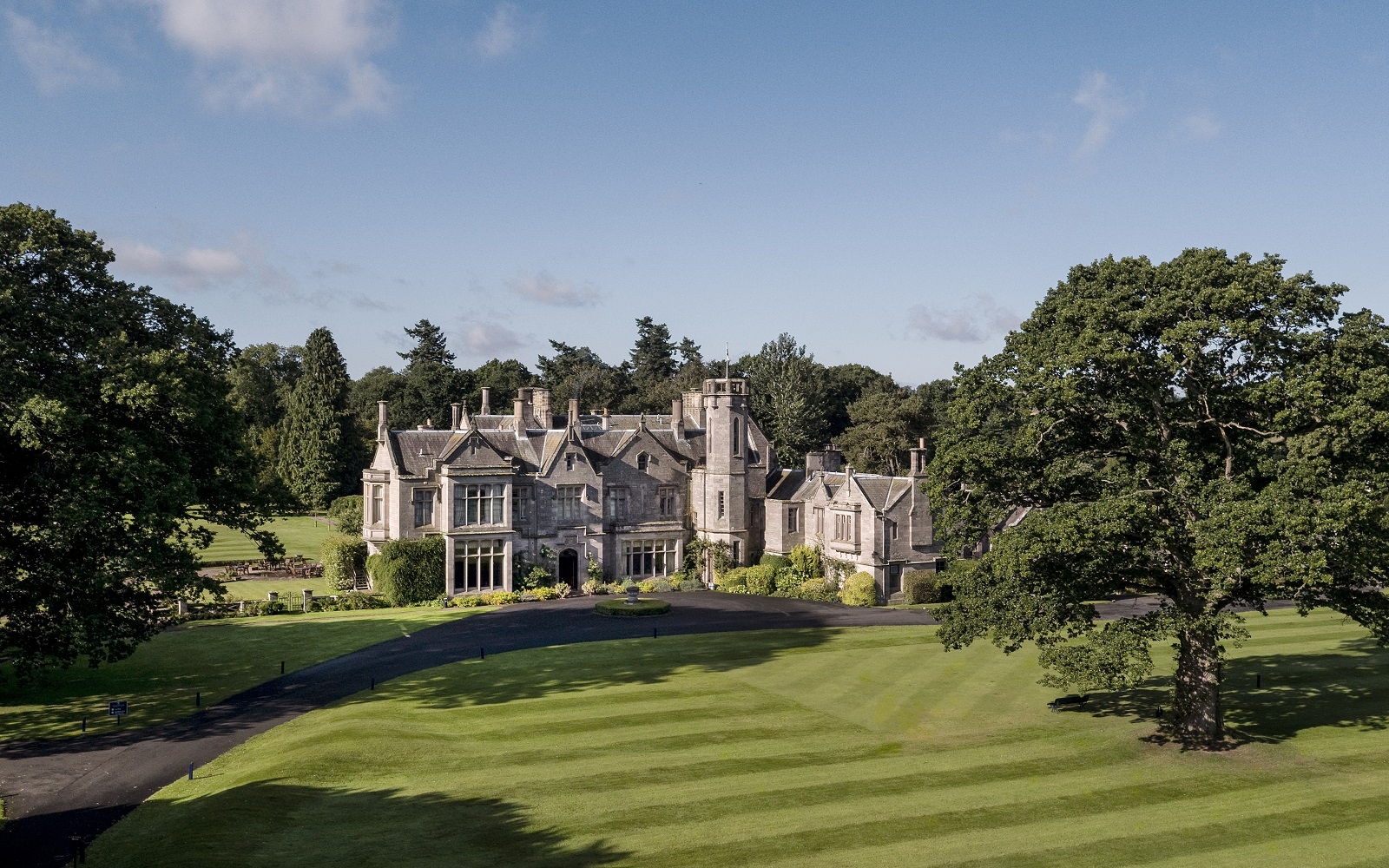 aerial view of Schloss Roxburghe Hotel and Golf Course in Scotland