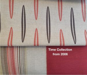 fabric samples and swatches printted on linen in the Time Collection for Skopos