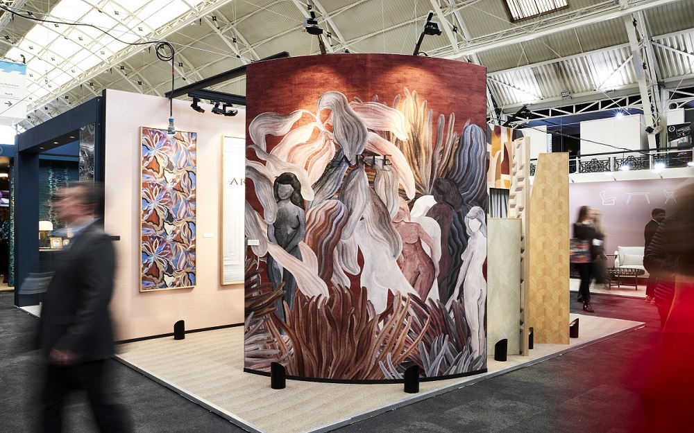 Arte stand at HIX22 showcasing the Secret Silhouettes design wallcovering