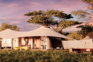 tented guestrooms at safari camp Angama Amboseli at foot of Mount Kilimanjaro