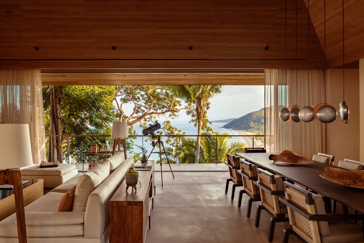 living space in the luxury villa at One&Only Mandarina with view onto terrace and the ocean