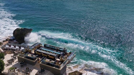 designed on the edge of the cliff is the Rock Bar at Ayana Segara Bali
