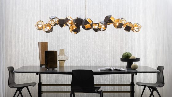 lighting over table designed by Sybille de Margerie for Gabriel Scott