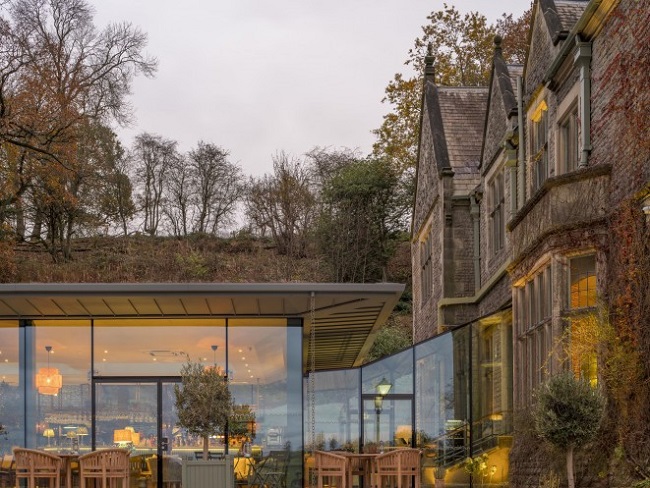 glass extension to Callow Hall hotel by Tate + Co