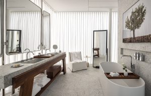 R48 hotel bathroom in white and wood