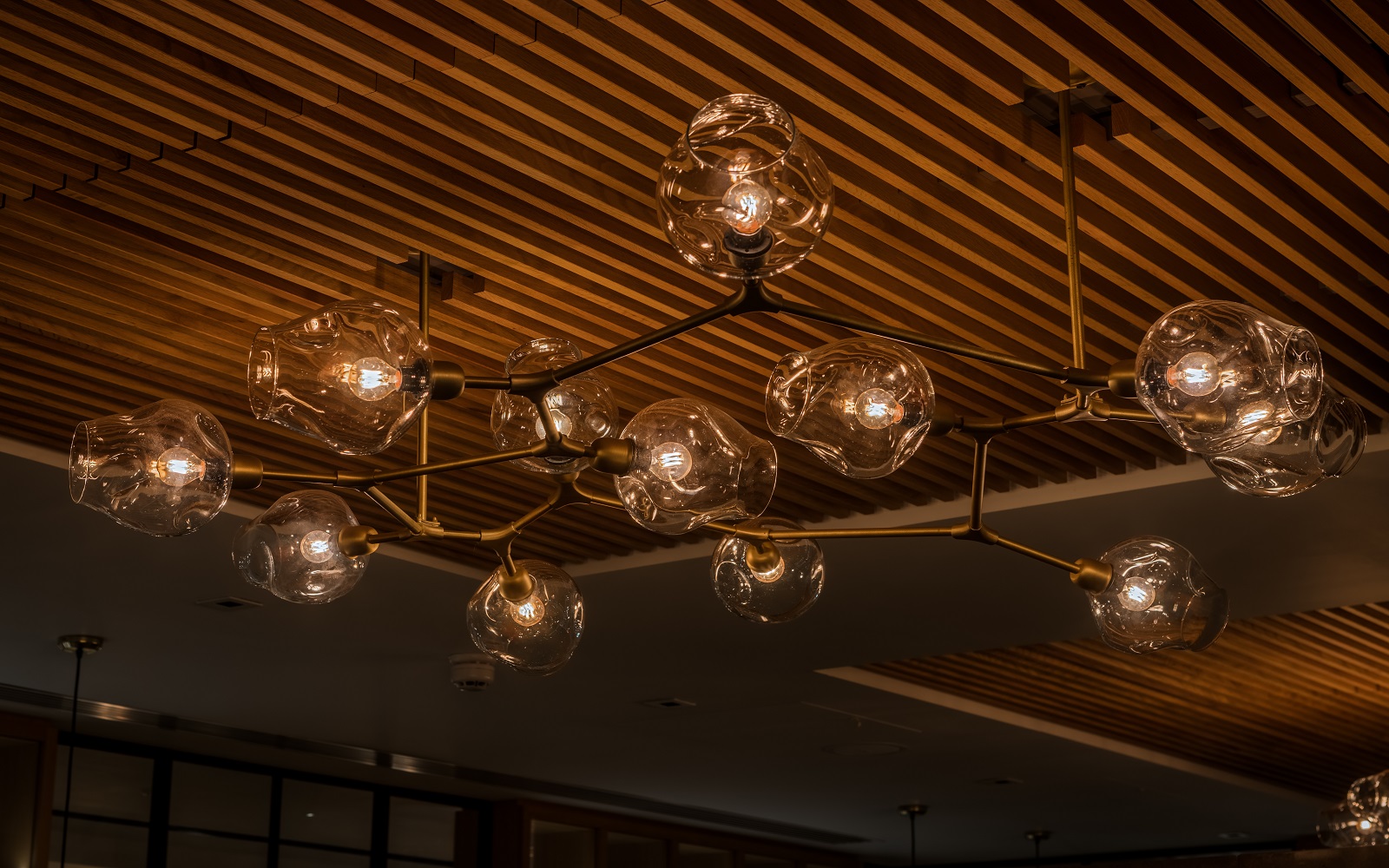 handblown glass ceiling light by Northern Lights for Sopwell House