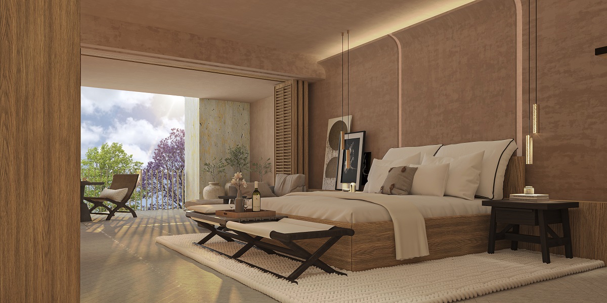 guestroom with wood and natural light in Waldorf-Astoria-San-Miguel-de-Allende-