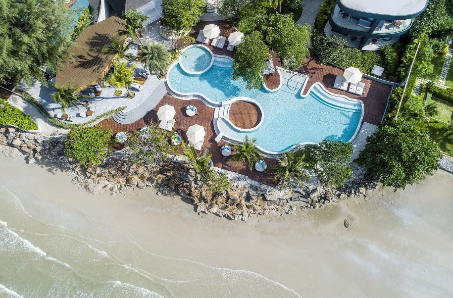 Aerial view render of Mercure Rayong Lomtaley Villas and Resorts