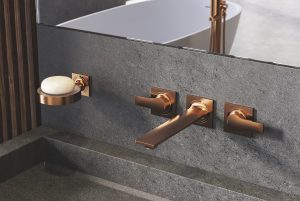 GROHE Allure three-hole wall-mounted basin mixer in Warm Sunrise