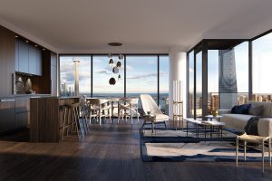 contemporary open plan design in Nobu Toronto with panoramic views