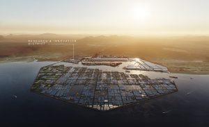 aerial view of Oxagon NEOM location for YOTEL slated for 2025