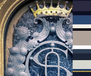 Royal flush colour trend palette in blue and gold from Newmo