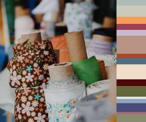 rolls of vintage fabric illustrate the palette vintage find