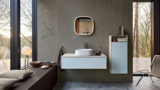 natural colours and textures in bathroom with Duravit Zencha fittings