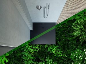 small shower space with plants and sustano recyclable shower tray