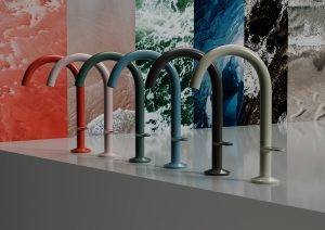 AXOR One colors taps in a row on display