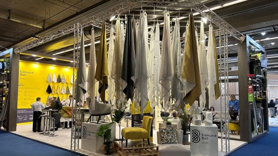 the Edmund Bell stand at Heimtex 2023 showcasing recycled fabrics