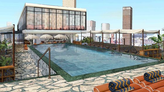 Render of Soho House Manchester rooftop pool