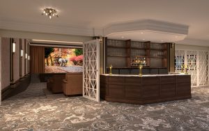 render of renovated theatre space at Omni Homestead resort