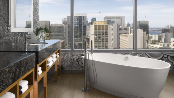 bath overlooking San Diego city