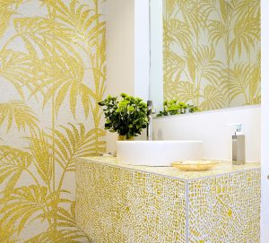 gold and white mosaic palm leaves from TREND Group