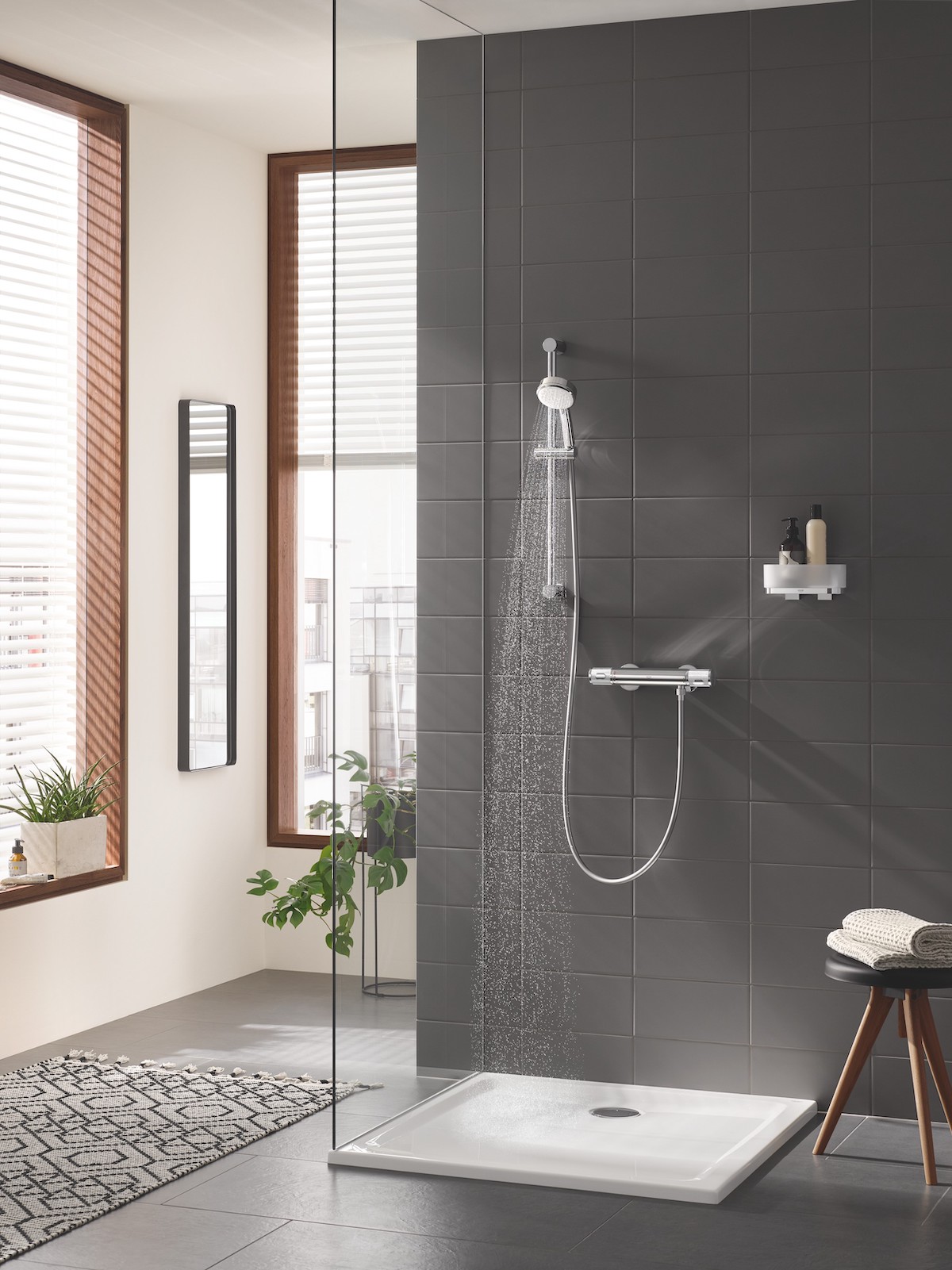 GROHE Grohtherm 1000 performance thermostatic shower mixer with EcoJoy & EcoButton