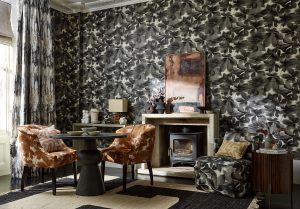 charcoal grey and black abstract wallpaper from Harlequin Colour 4 collection Reflect