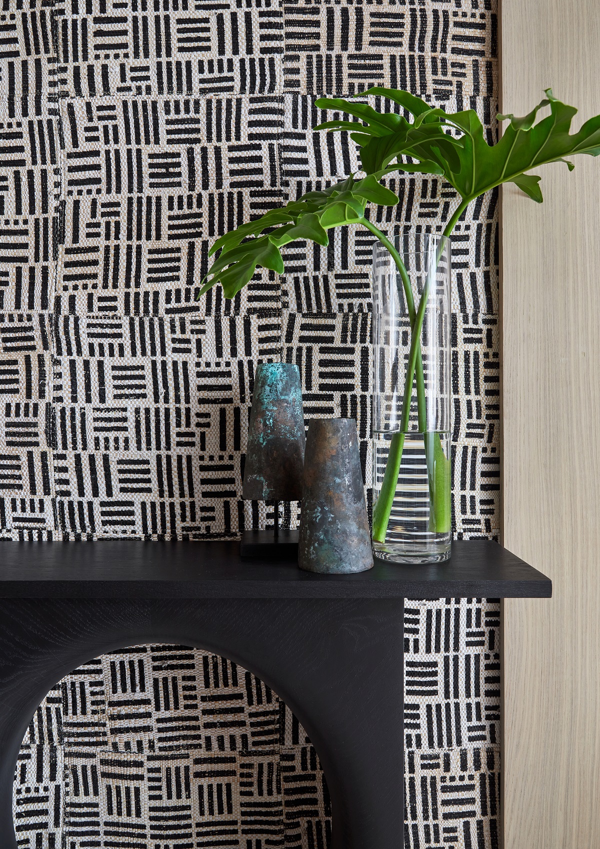 statement black and white mudcloth in guestroom at One&Only Cape Town