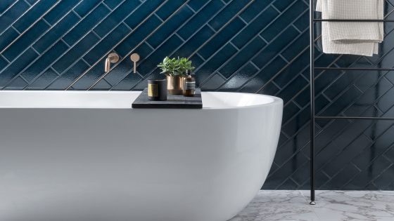 Parkside Sequel in bathroom - blue tiles