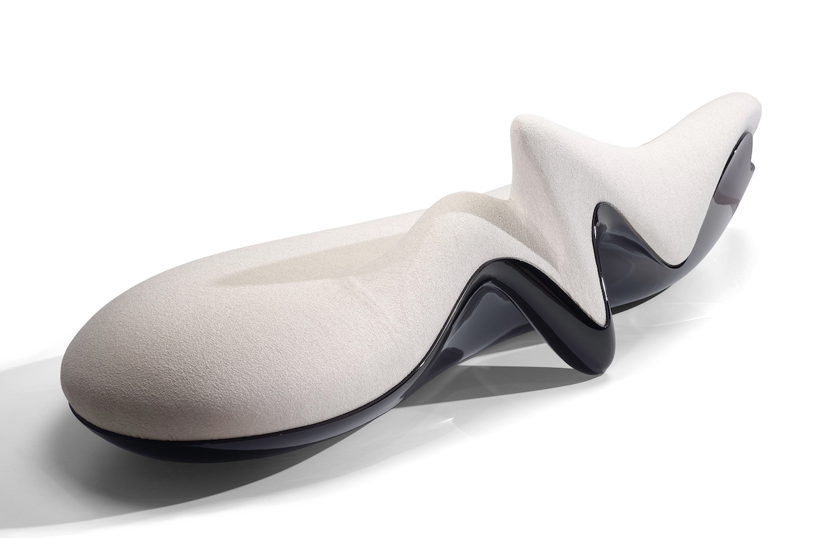 Plush Sofa with unconventional form, designed by Zaha Hadid Design