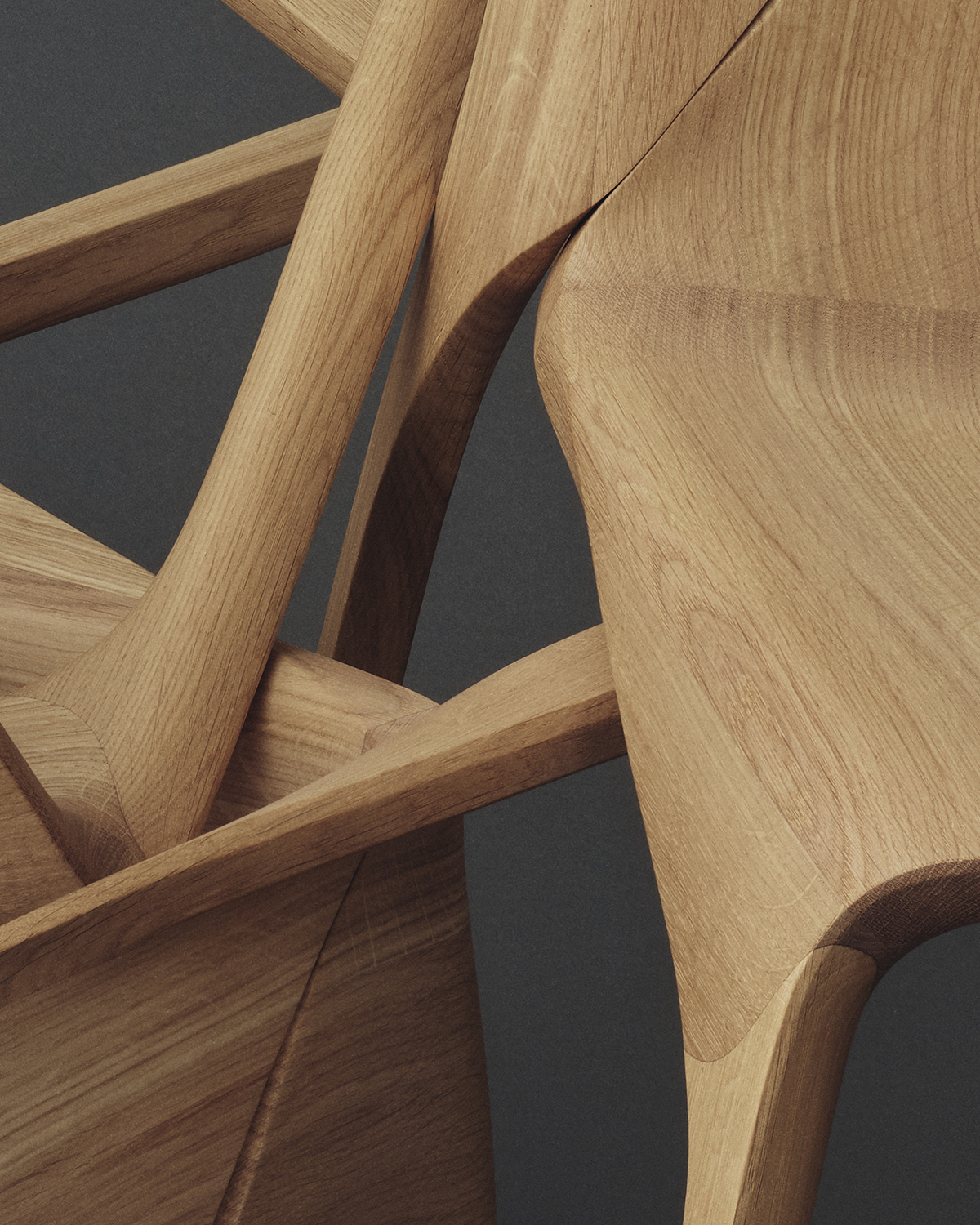 Close-up of the Seyun chair in bleached wood