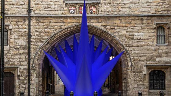 spiked blue inflatable art installation by Steve Messam for CDW 2023