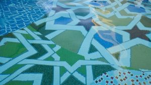detailed view of mosaic design under water in the swimming pool at andaz dubai using TREND mosaic tiles