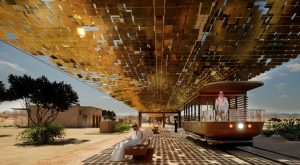 the art canopy at Chedi Hegra that reflects natural light and moves in the wind