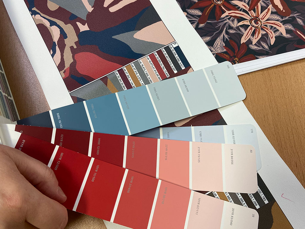 colour swatches used working on a design in the Newmor studio