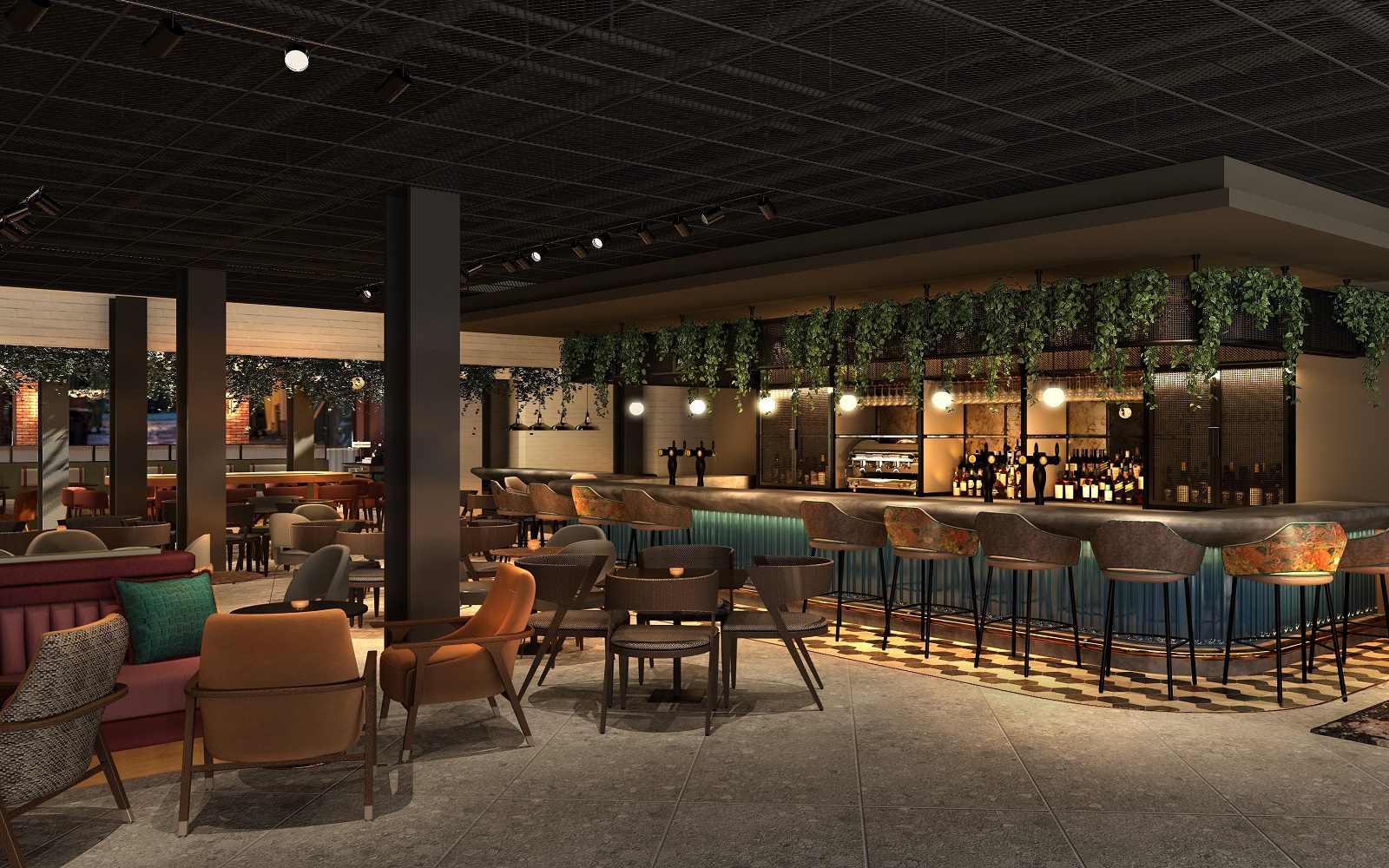 interior render of bar at Halyard at Ropewalks Liverpool, Vignette Collection, IHG