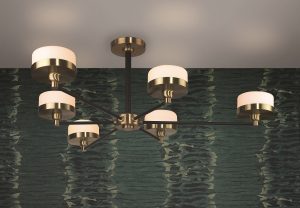 contemporary chandelier with offset arms by Northern Lights