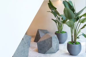 plants and concrete boulders by Leaflike in a corner of Westin