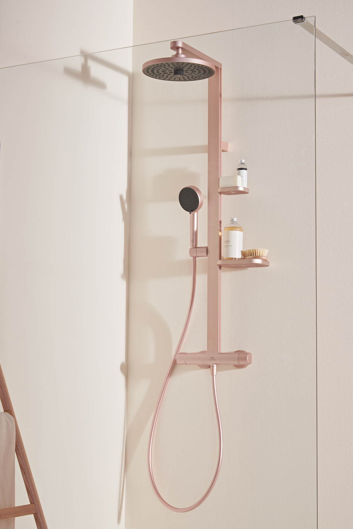 rose gold shower unit with shower head, hand held shower in Alu+ range from Ideal Standard